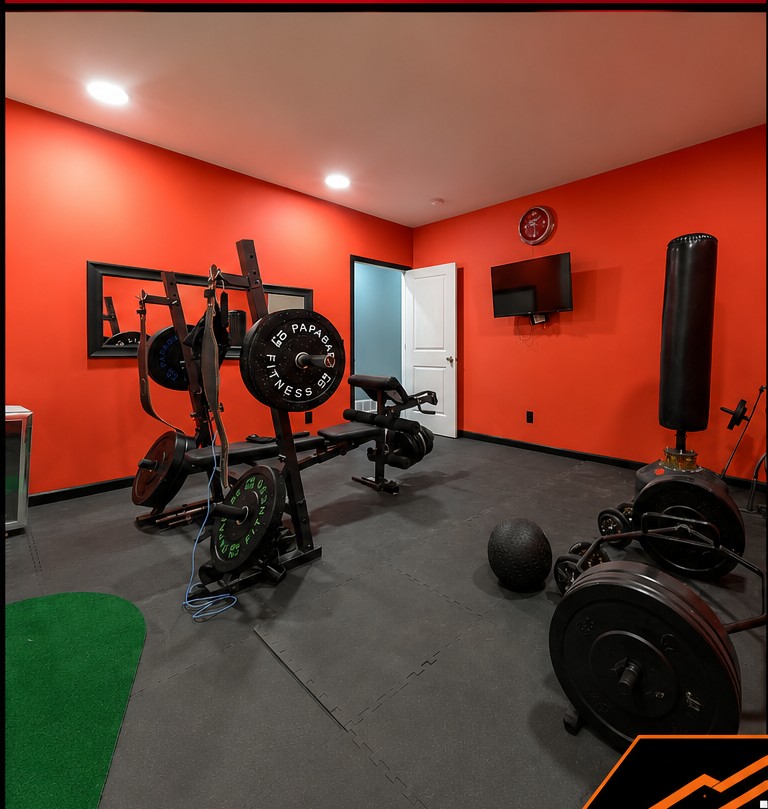 Before Basement Gym Flooring & Paint Makeover