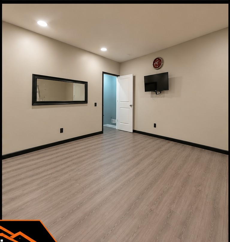 After Basement Gym Flooring & Paint Makeover